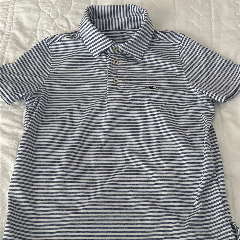 Vineyard Vines Sankaty Striped Blue and White Polo Shirt